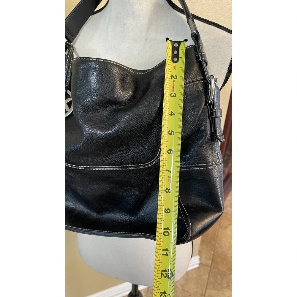 Michael Kors‎ Brookville Black Pebbled Leather Hobo Shoulder Bag Silver MK Charm